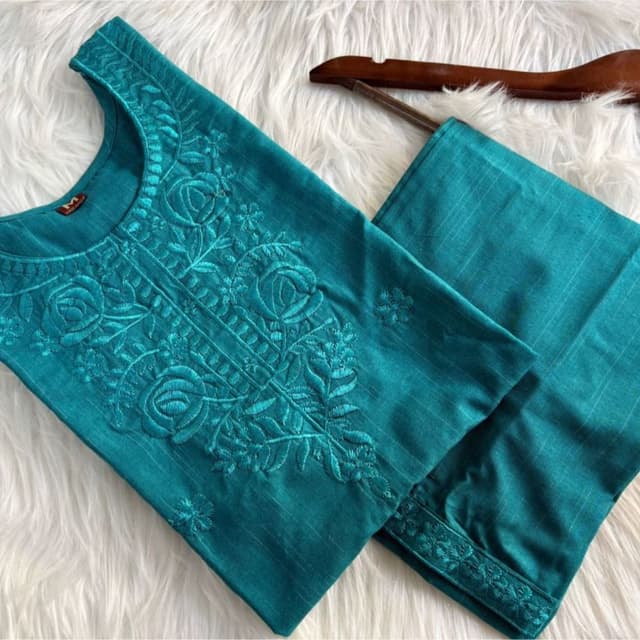 Teal Kurta and Pant Set