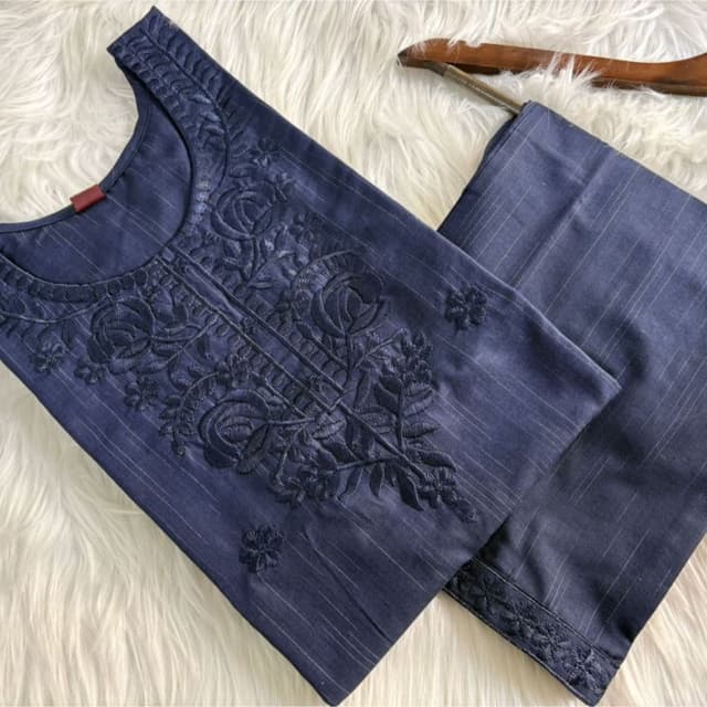 Navy Blue Kurta with Pants
