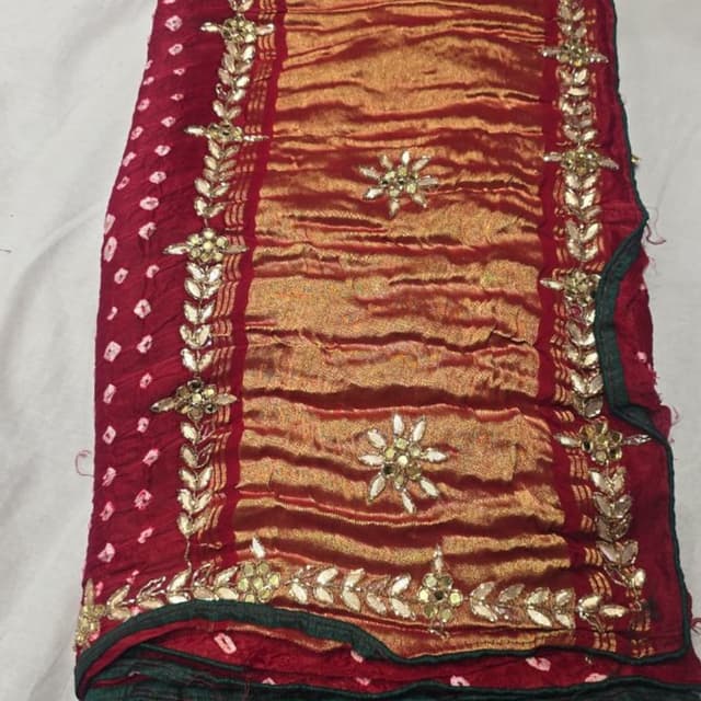 Red, Gold, Green, White Saree