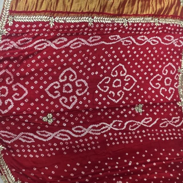 Red, Gold, White Saree