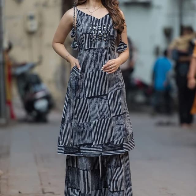 Black and White Palazzo Suit