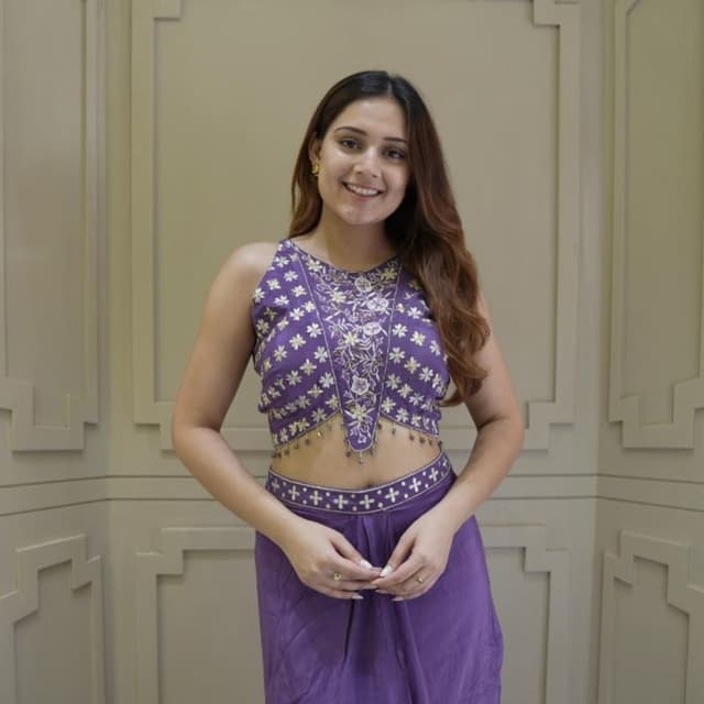 Purple and Gold Lehenga Set
