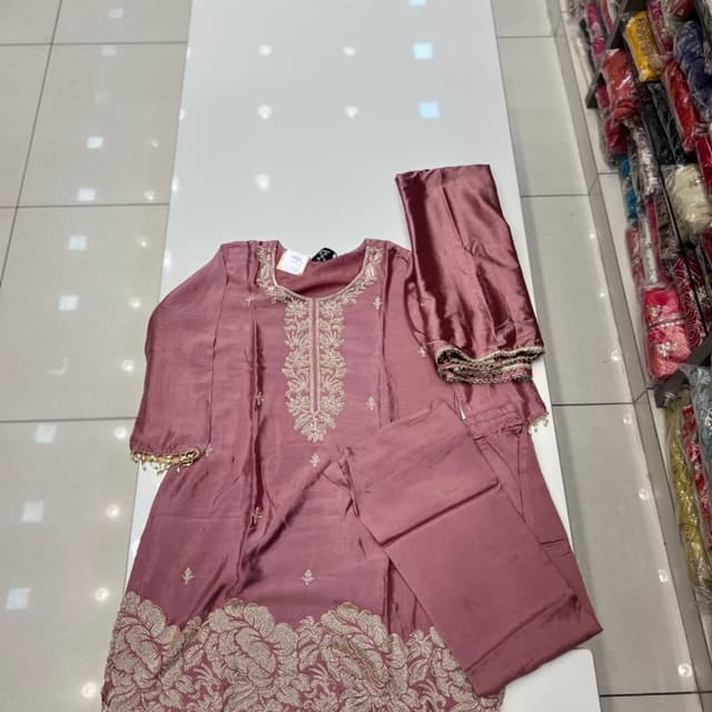 Mauve and Gold Kurta with Pants