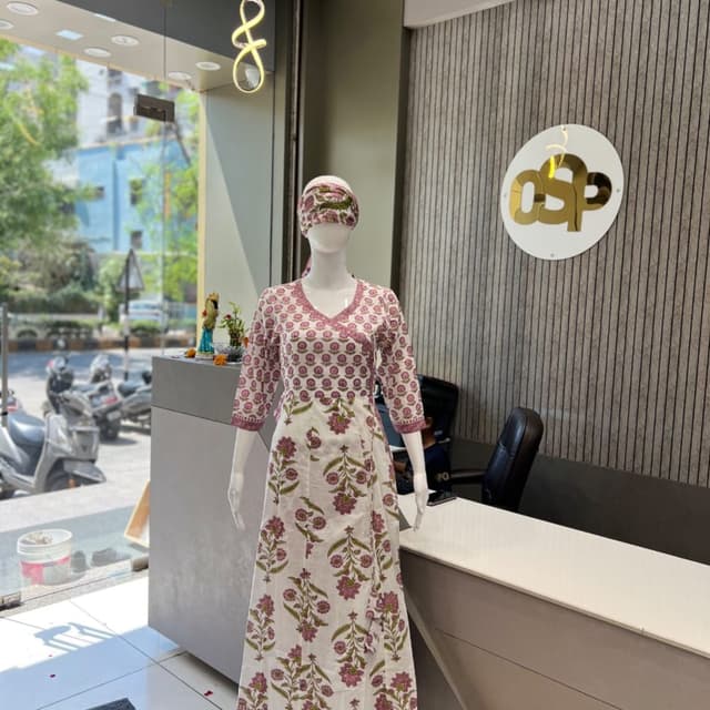 White, Pink, Green Kurta Set