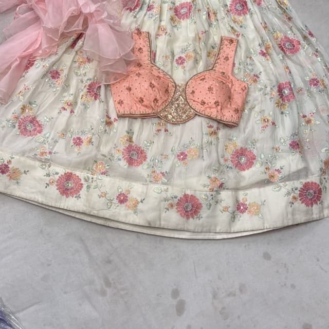 Ivory, Peach, Pink, Gold Lehenga Choli