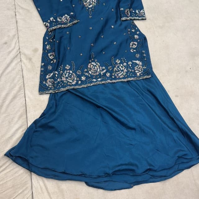 Teal with Silver Salwar Kameez