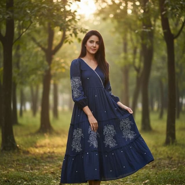 Navy Blue and White Dress