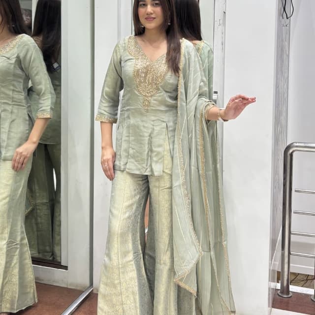 Sage Green and Gold Salwar Suit