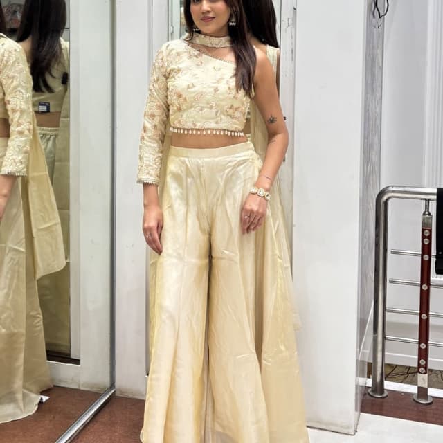 Ivory and Gold Palazzo Suit