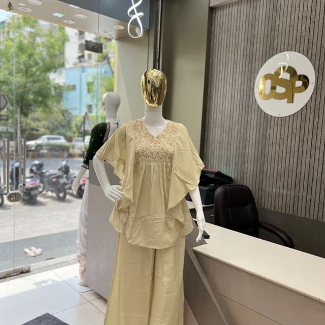 Pale Yellow Kurta and Palazzo Set
