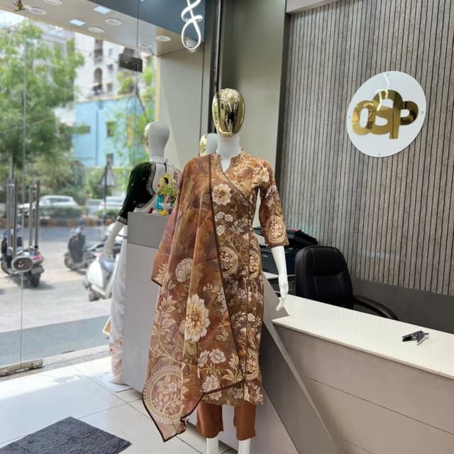 Brown, Beige, White, and hints of darker brown Salwar Suit