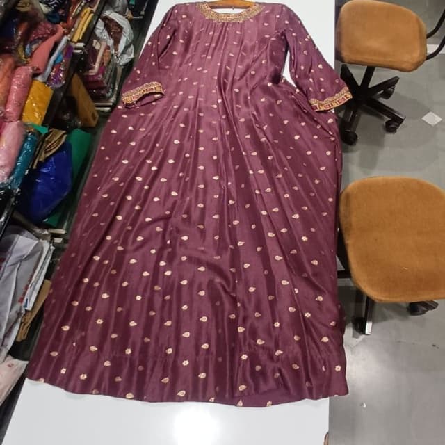 Deep Purple with Gold accents Anarkali Dress