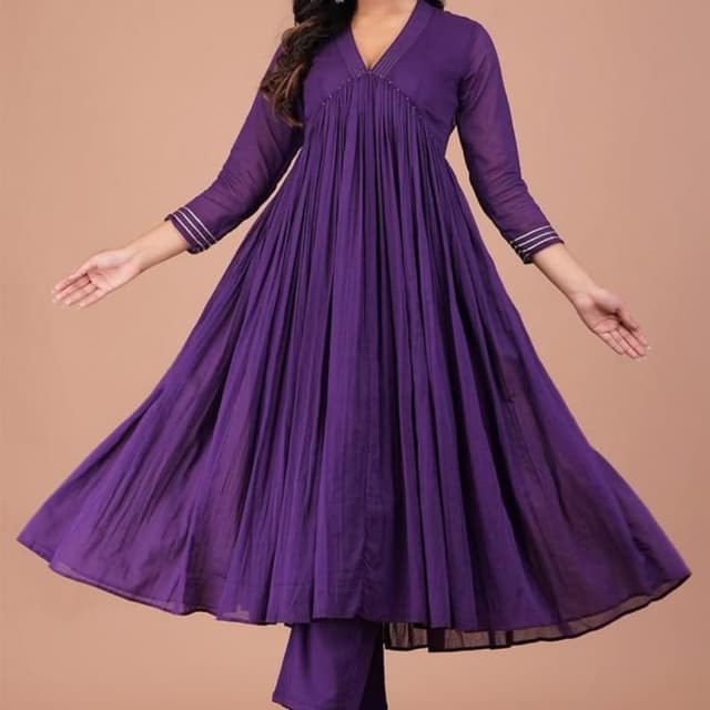 Deep Purple Anarkali Suit Set