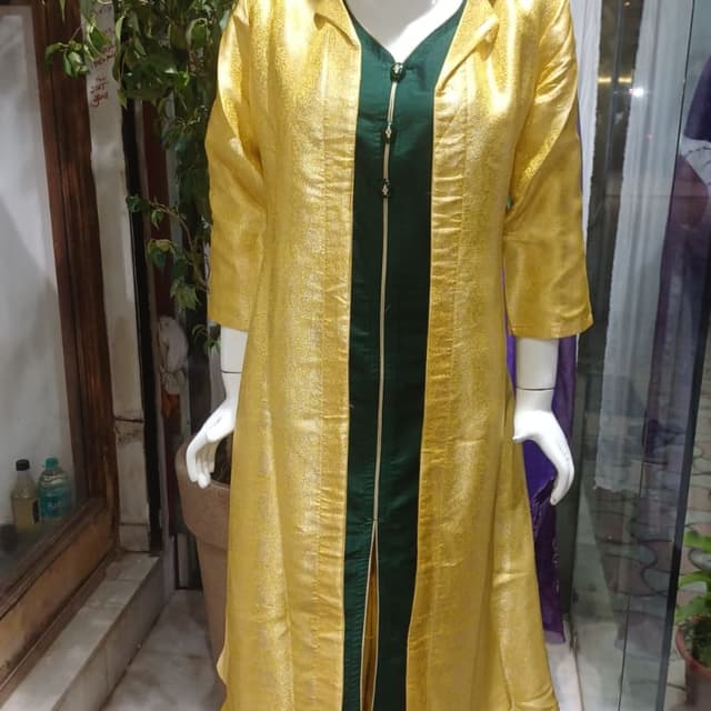 Yellow and Emerald Green Kurta Set