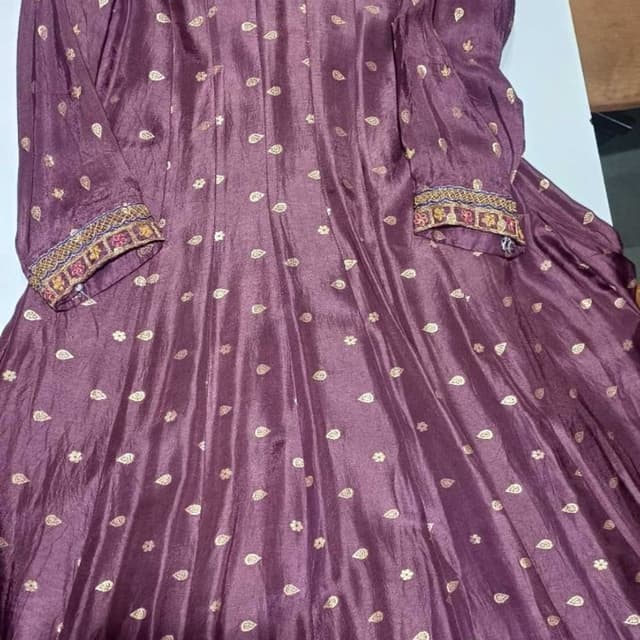 Deep Purple with Gold motifs Anarkali Dress