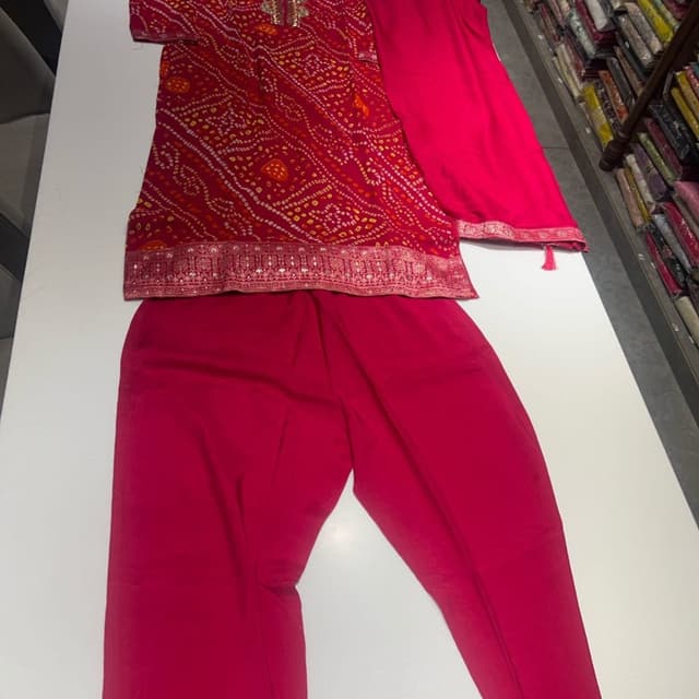 Red, Pink, Yellow, Gold Kurta Set