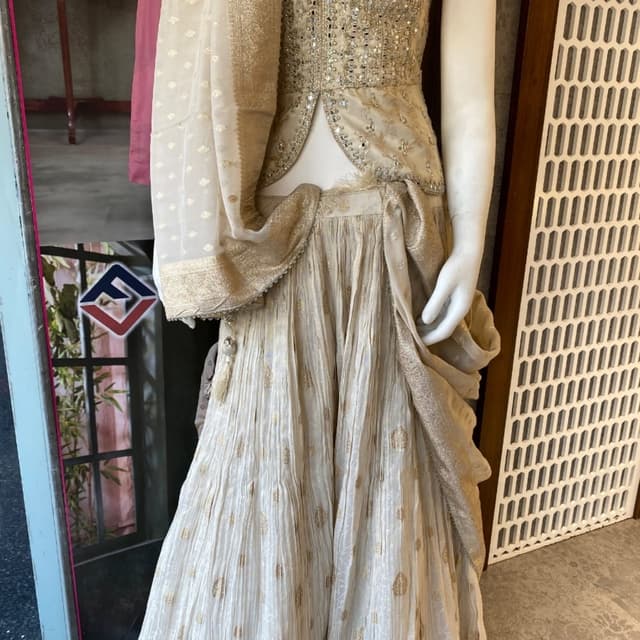 Cream and Gold Lehenga Choli Set