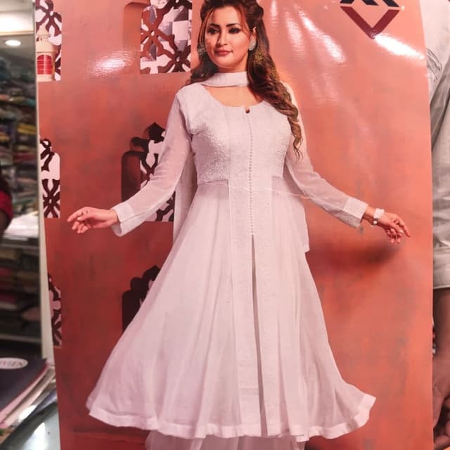 White Anarkali Suit