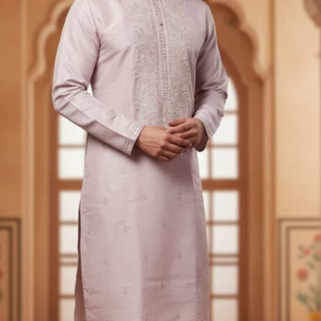 Lavender, Beige Kurta Pajama