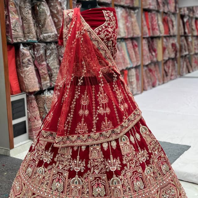 Deep Red, Maroon, Gold Lehenga Choli