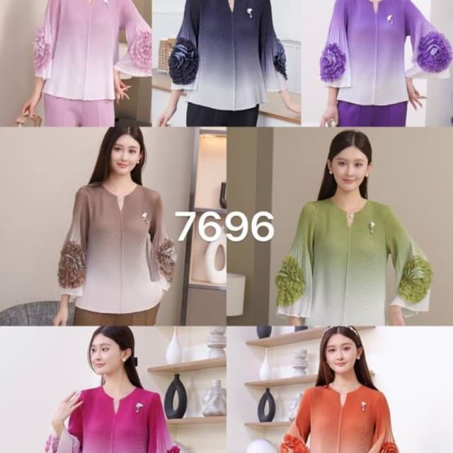 Ombre (Pink, Purple, Blue, Brown, Green, Orange transitioning to White) Top