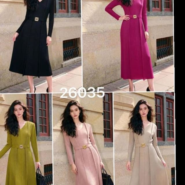 Black, Magenta, Olive Green, Dusty Rose, Taupe Dress