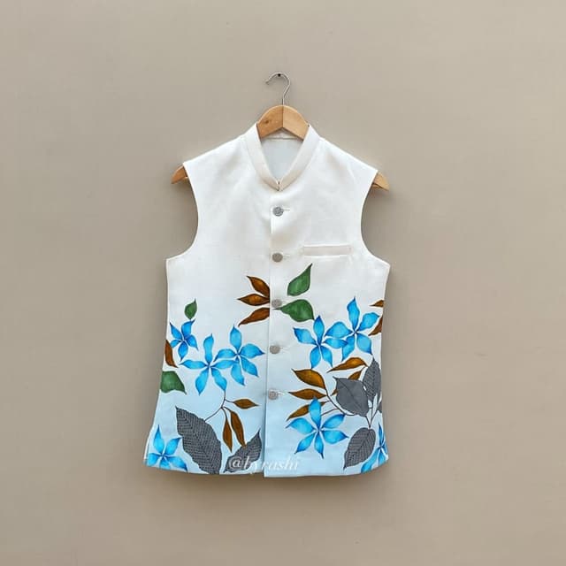 White, Blue, Green, Brown, Grey Nehru Jacket/Waistcoat