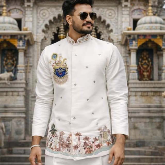 White, Blue, Gold, Multicolor Sherwani