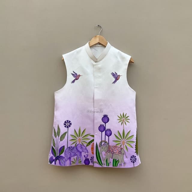 White, Lavender, Purple, Green, Grey, Pink Nehru Jacket
