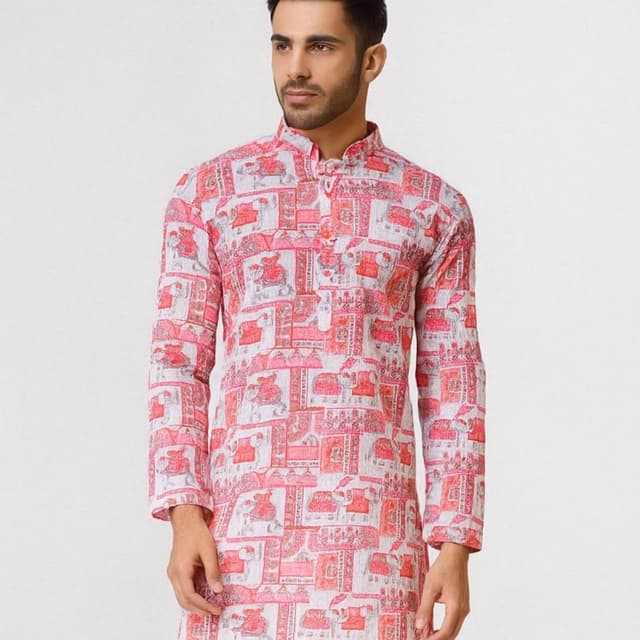 White and Pink Kurta