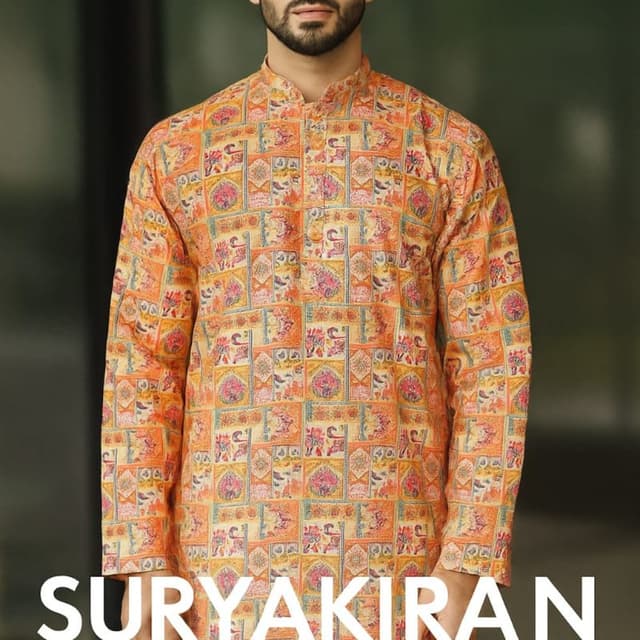 Orange, Yellow, Pink, Blue, White Kurta