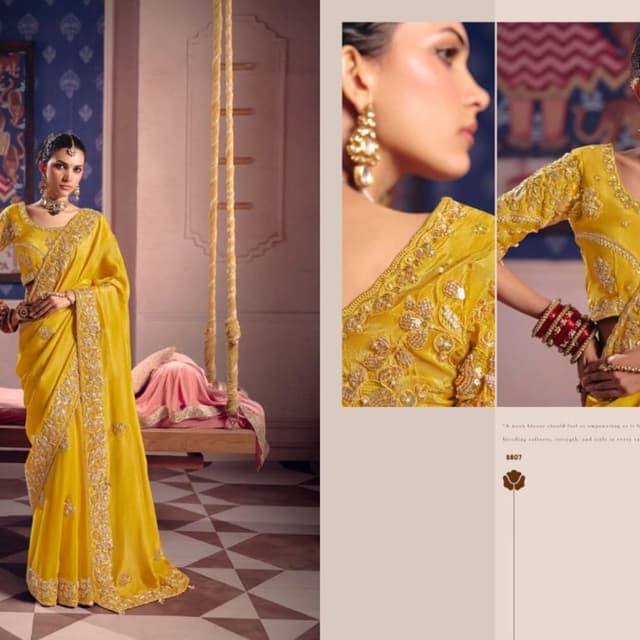 Yellow, Gold Saree Blouse