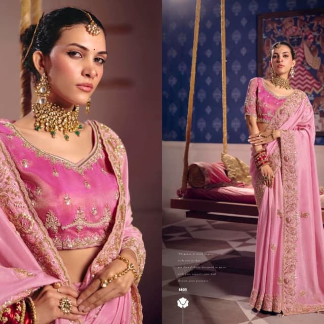 Pink, Gold Lehenga Choli