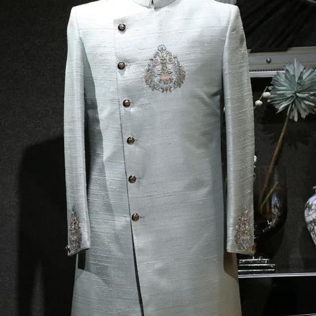 Powder Blue with multi-colored embroidery Sherwani
