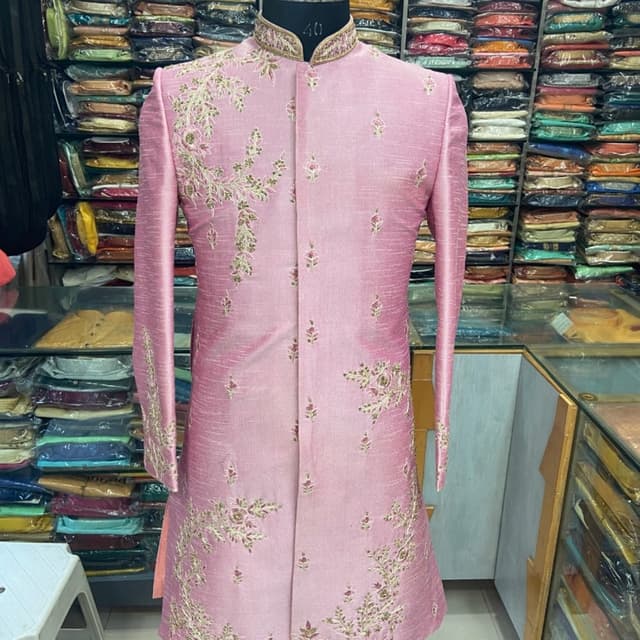 Pink with gold embroidery Sherwani