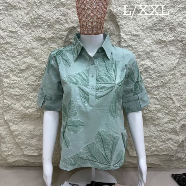 Light green with darker green floral print Shirt