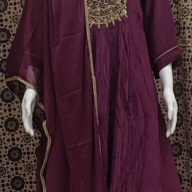 Deep Purple with Gold Embellishments Kurta Set with Dupatta