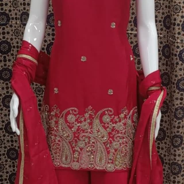 Red, Gold Salwar Kameez Set