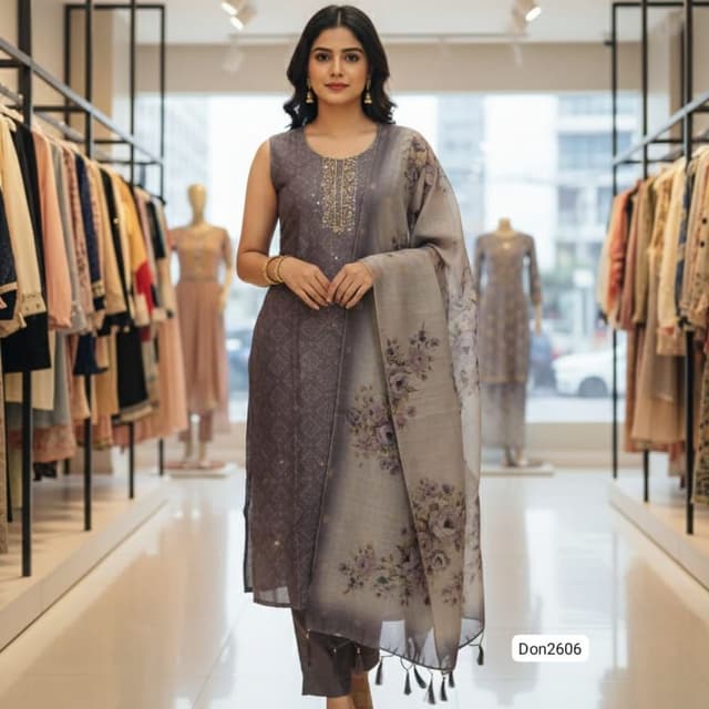Grey and Lavender Salwar Kameez