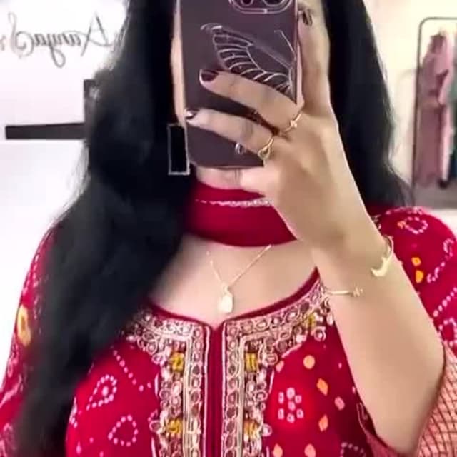 Red with white and gold accents Kurta or Anarkali dress