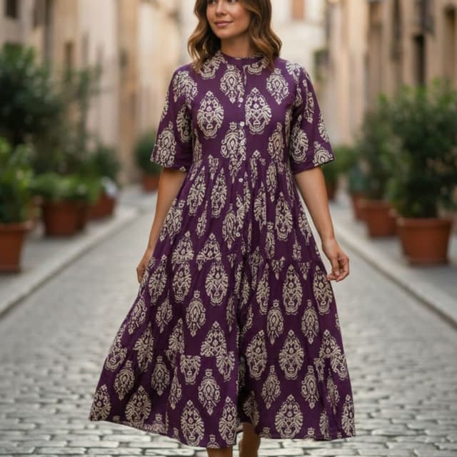 Purple and Cream Dress