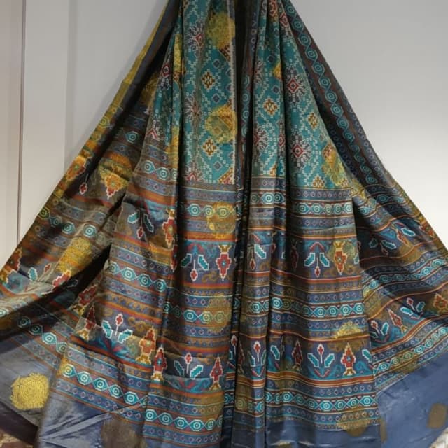 Teal, Blue, Yellow, Orange, Red, Grey, Gold Dupatta