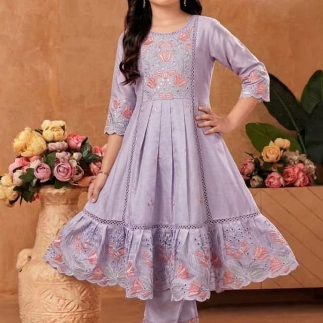Lavender, Pink, White Kurta Set
