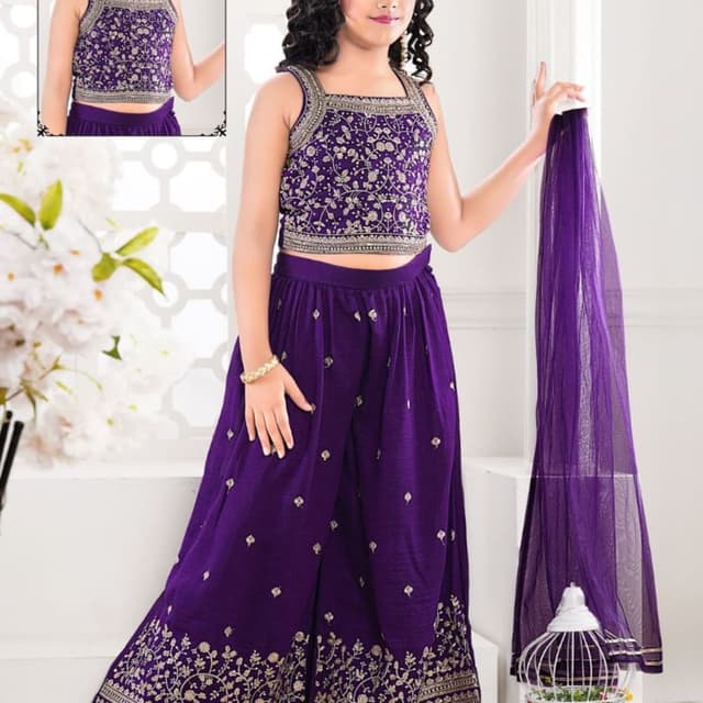 Deep Purple with Gold Embellishments Lehenga Choli Set