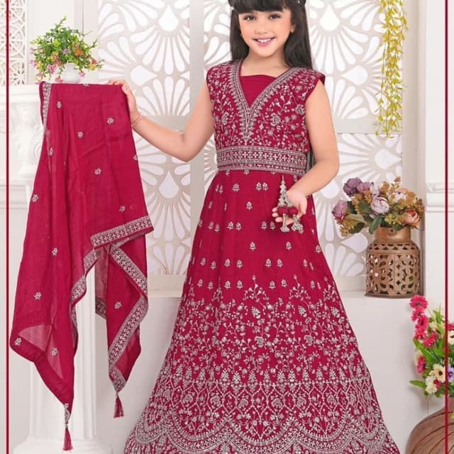 Maroon with silver embellishments Lehenga Choli