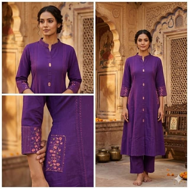 Deep Purple Kurta Set