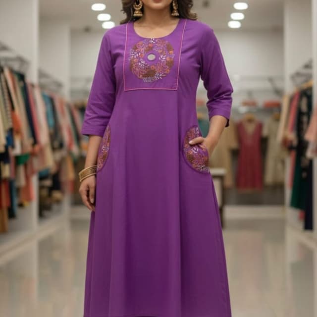 Purple Kurta and Pants Set