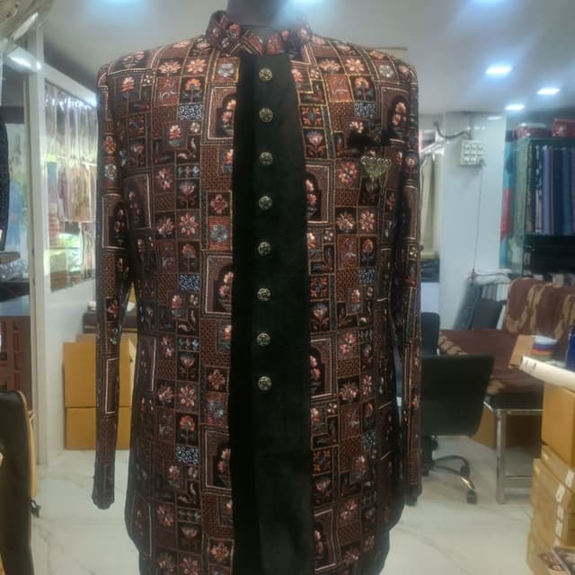 Brown, Black, Red, Blue, Gold Sherwani