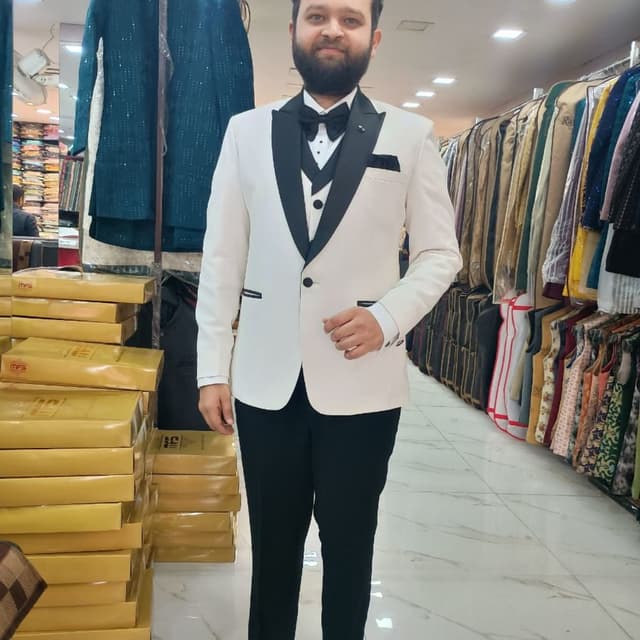 White and Black Tuxedo Suit