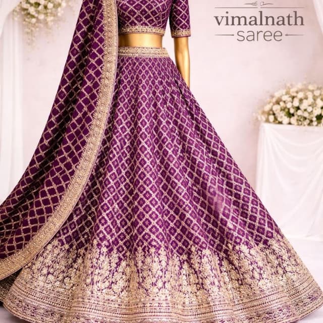 Purple with Gold Lehenga Choli